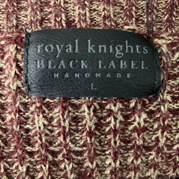 Royal Knights Black Label Handmade Knit Sweater L Maroon Red Marled Wool Blend - Picture 6 of 6